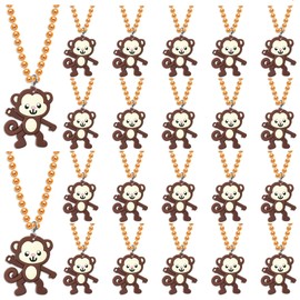 KeeStar 24 Pack Monkey Necklace Party Favors for First Birthday, Wild Animals Lover, Baby Shower Goodie Bag Fillers, School Carnival Rewards, Photography Props, Home Decorations, Classroom Prize