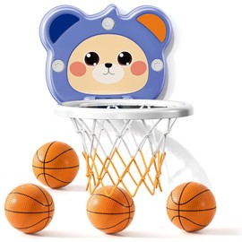 TEMI Indoor Toddlers Basketball Hoop for Kids Age 2 3 4 5 6, Toddlers Basketball Hoop with 4 Inflatable Balls, Birthday Toys Gifts for Boys Girls 2 3 4 5 6 Years Old