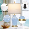 23" Modern Blue Ceramic Table Lamps Set of 2, Coastal