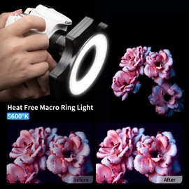 JJC Macro Ring Light for DSLR Macro Lens Such as Canon EF 100mm f 2.8L/EF-S 60mm f 2.8/MP-E 65mm f 2.8 1-5x/Nikon AF-S DX Micro 40mm f/2.8G, Includes 6 Adapter Rings for 49/52/55/58/62/67mm Macro Lens