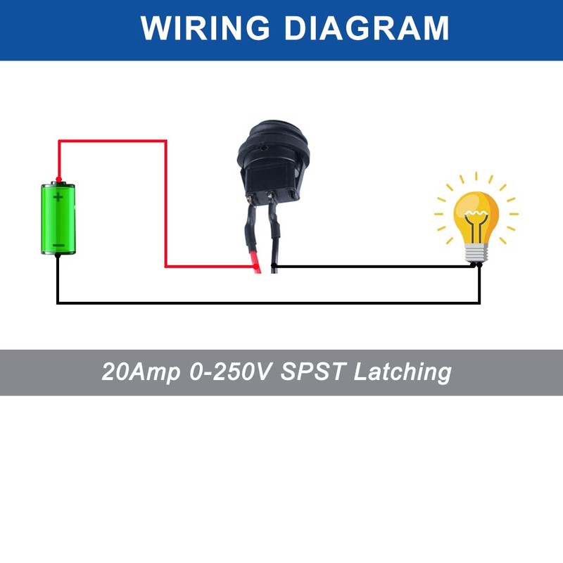 DMWD Waterproof 20A ON-Off Round Rocker Toggle Switch 2 Pins