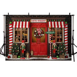 MEHOFOND 8x6ft Christmas Backdrop Winter Santa Claus Wreath Display Window Photography Background Children Portrait Family Party Decoration Banner Photo Booth Studio Props Supplies