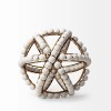 Homeroots 9" White Wooden Bead And Gold Orb Sculpture