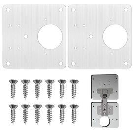2 Pieces Hinge Repair Plate for Cabinet Doors, Kitchen Cabinet Hinge Repair Kit, Stainless Steel Hinge Repair Plate, 9 x 9 cm