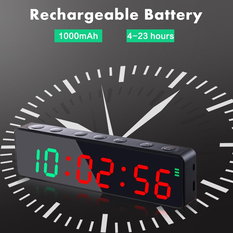 PELLOR Gym Timer, Mini Gym Clock, LED Digital Wall Clock,
