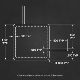 8020, 9010, 1 Inch x 1 Inch 1"x1" Aluminum Quick Frame with Two Adjacent Flanges QF Tube Profile Grooved Interior Square Frame 80/20 (Clear Anodize, 36" Long)