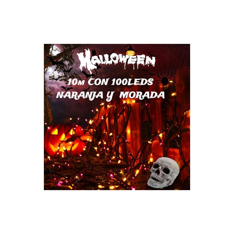 INGEQUIS Guirnalda de Luces Solar Halloween 10M de 100LEDs con