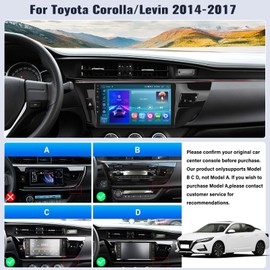 SIXWIN 2G+64G Android 13 Car Stereo for Toyota Corolla/Levin 2014-2017 with Wireless CarPlay Android Auto Mirror Link 10.1 Inch Touchscreen Bluetooth GPS Navigation WiFi FM Backup Camera MIC