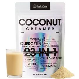 23 in 1 Superfood Coffee Creamer, Mushroom Coconut Creamer | Ashwagandha, Magnesium Glycinate, Hyaluronic Acid, MCT & 10 Mushrooms Supplement | Nootropic & Focus Support | Plant-Based, Keto - 6.35oz