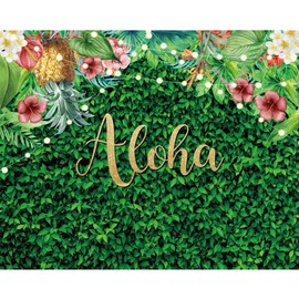 Caaerttply Aloha Backdrop for Photography 10x8ft Tropical Luau Birthday Party Backdrop Summer Hawaiian Baby Shower Party Banner Decoration Glitter Lights Green Grass Pineapple Background Props Banner