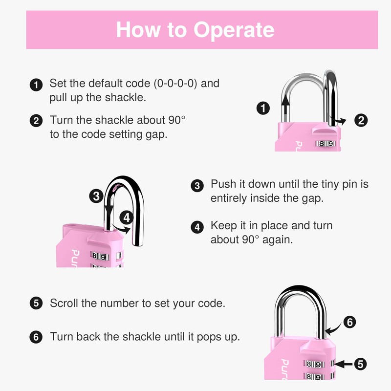 Puroma 2 Pack Combination Lock for Locker 4 Digit Outdoor