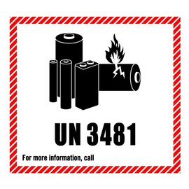 UN 3481 Labels Universal Lithium Battery Warning Labels Caution Stickers Pack of 50 Adhesive Safety Stickers