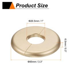 HARFINGTON 2pcs Wall Split Flange 26.5mm/1" Self-Adhesive Plumbing Cover Plates ABS Plastic Round Escutcheon Plate Buckle Design for Water Pipe Bathroom Kitchen Decoration, Gold Tone