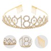 TOYANDONA Golden Rhinestone 18th Birthday Crown & Sash Set for