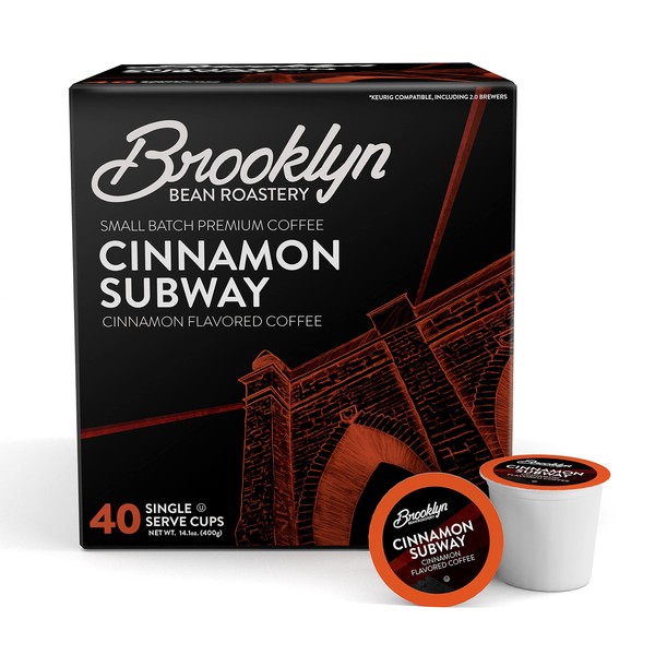 Brooklyn Beans Cinnamon Subway Coffee Pods, Compatible with 2.0 K-Cup Brewers, 40 Count