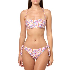 Emporio Armani Women's Bandeau Bikini Set, Bianco/Logo Multicol