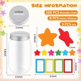 Roowest Star Reward Jar for Kid 3 Pcs Coin Jars for Behavior Tokens 200 Pcs Stars 8 Pcs Name Tags Classroom Reward System for Kids Back to School Incentive Good Behavior Training