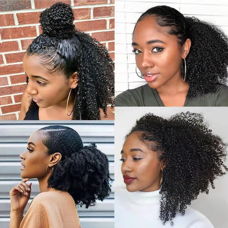 Humistwbiu Afro Kinky Curly Drawstring Ponytail 4C Natural Curly Afro