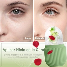 2PCS Rodillo de Hielo para la Cara, Molde de Hielo para Cara Rodillo para Ojos Silicona Reutilizable para Masaje Facial de Ilumina la Piel para Bellez