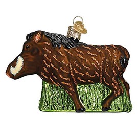 Old-World Christmas Glass Blown Ornament with S-Hook and Gift Box, Animal Selection (Warthog, 12574)