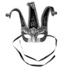 ILOVEMASKS Glitter Jester Stripe Poker Face with Bell - Silver