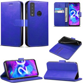 Mobile Stuff Honor 20 Lite Case, Leather Flip Folio Book Case Wallet Cover with Magnetic Closure & Kick Stand Compatible for Honor 20 Lite (Blue)