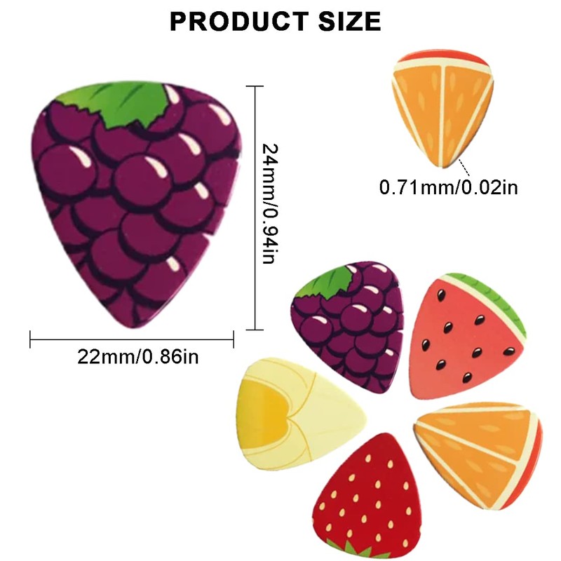 Pack of 10 Fruit Pattern Guitar Picks for Acoustic Guitar,