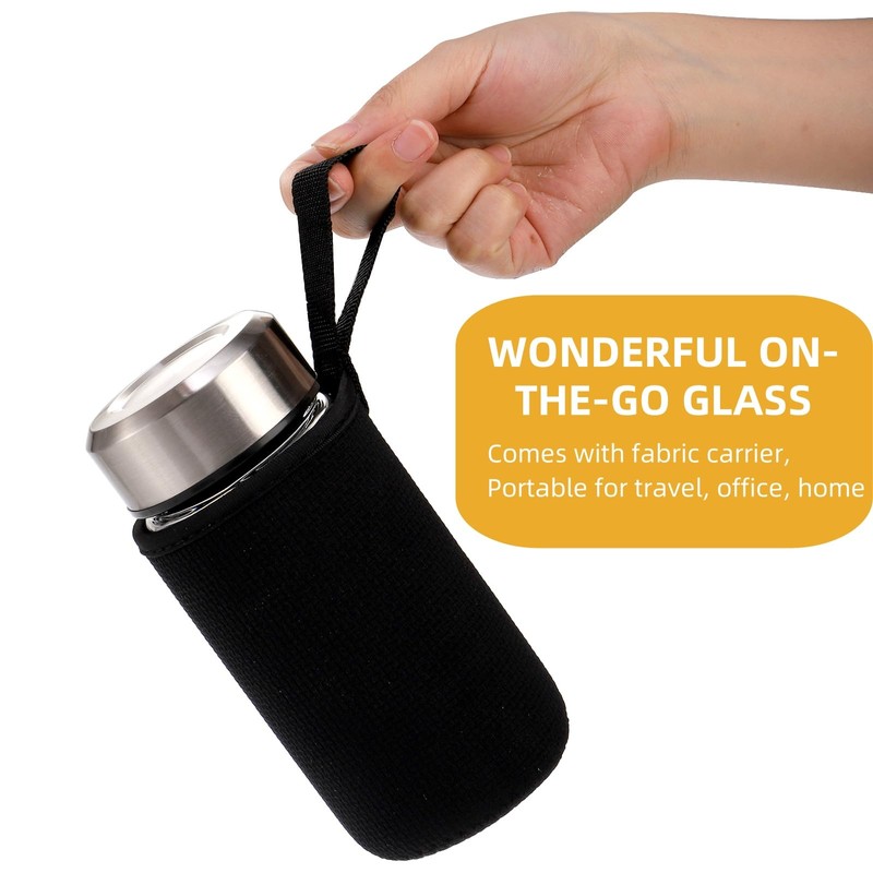 2 Pack Glass Bottles with Lids, 12 Oz Wide Mouth