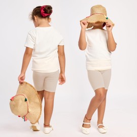 Merry Style MS10-132 Girls' Viscose Short Leggings, beige