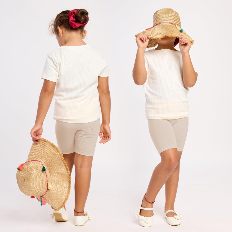 Merry Style MS10-132 Girls' Viscose Short Leggings, beige