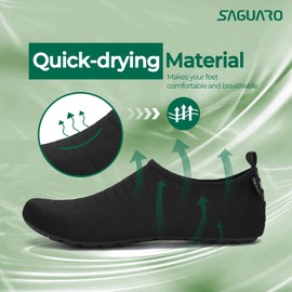 Saguaro Unisex Swimming Shoes, Water Sports Shoes, Quick-Drying, Non-Slip, Lightweight Sizes: EUR 36 - 47 (UK 3 - 12). - Black - 38/39 EU