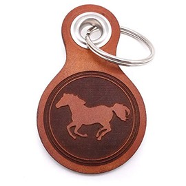 Samunshi® Leather Keyring with Engraving with Various Motifs Gifts Made in Germany 38 Colours 8 x 4.8 cm, Cognac Brown/Engraved, Keyring