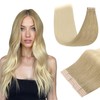 DOORES Tape in Hair Extensions, Light Brown to Golden Platinum
