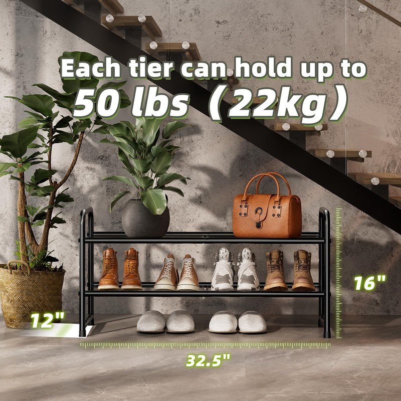 SUFAUY 2 Tier Mesh Shoes Rack for Closet, Stackable All