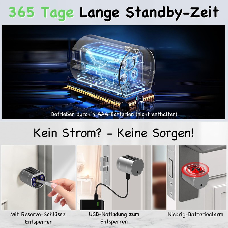 Anweller Smart Lock Cylinder with Fingerprint, App, Password, Key and