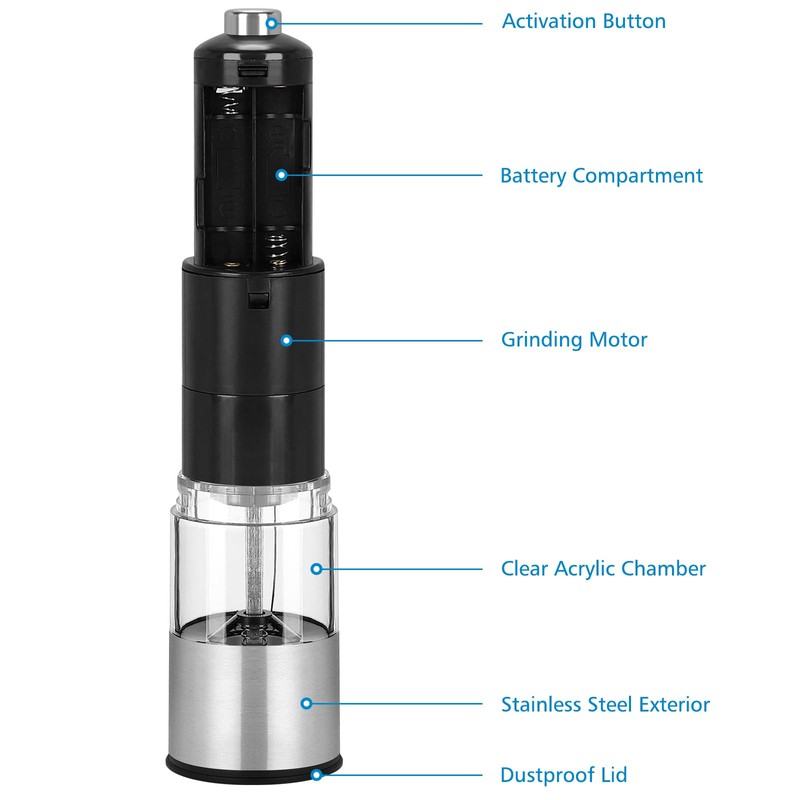 Accmor Electric Salt and Pepper Grinder Set, Automatic Salt Pepper