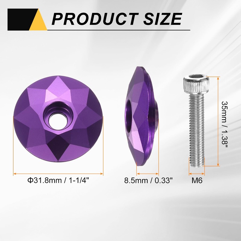 sourcing map 2pcs Bicycle Headset Stem Top Cap 1-1/4" (31.8mm)