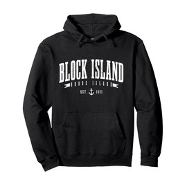 Block Island Rhode Island Nautical Anchor Vintage Pride Pullover Hoodie