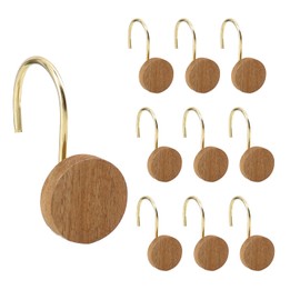 AmazorHome Black Shower Curtain Hooks, Round Log Decorative Shower Curtain Rings for Bathroom,Modern Decorative Shower Curtain Hangers Set of 12, Metal Shower Hooks for Shower Curtain Rod