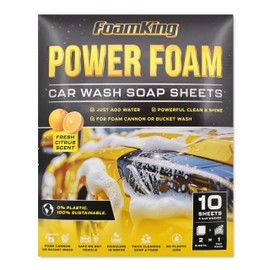 Foam King Car Wash Soap Strip (10ct = 5 Car Washes) - Concentrated Car Cleaning Soap Sheet, No Plastic Bottle - For Foam Cannons Guns, Bucket Wash. Safe for Cars, Trucks, Motorbikes - Citrus Scent