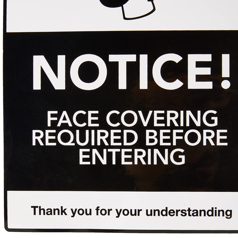 Caledonia Signs 28585H Notice! Face covering required before entering