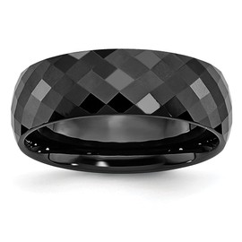 Auriga Fine Jewelry Ceramic Black Faceted 7.5mm Polished Band Size 8