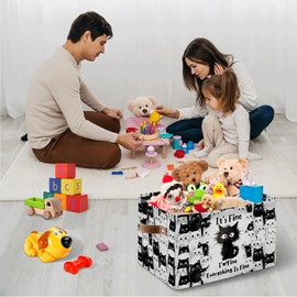 JOPJOLIW Black Cat Rectangle Storage Basket - Cat Themed Collection Collapsible Storage Baskets with Handles - Cute Cats Toy Bins - Black Cats Pattern Storages Bin for Kids Clothes, Gifts, Books, Toys
