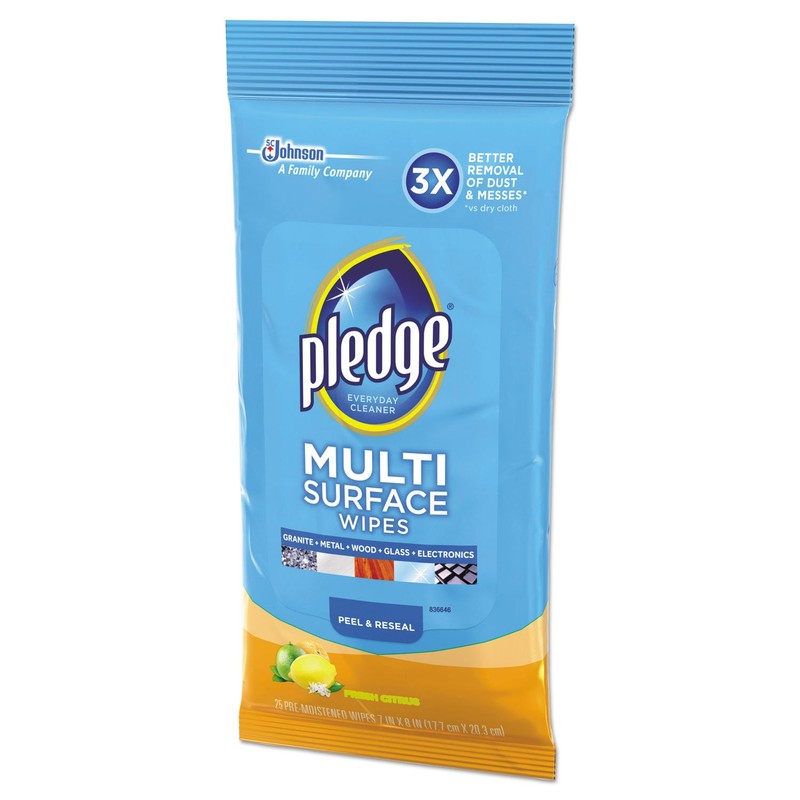 Pledge Multi Surface All-Purpose Cleaner, Fresh Citrus, 25/Pack (644080)