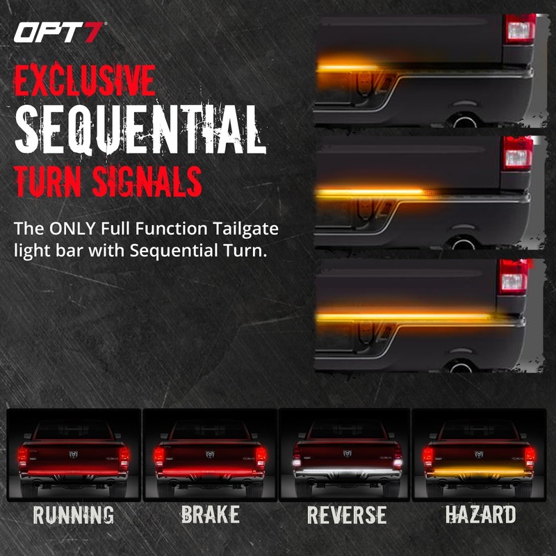 OPT7 48" Redline Triple Row LED Tailgate Light Bar w/Sequential