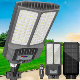 loyoele Solar Street Lights Outdoor,750000Lm Solar Parking Lot Lights Commercial Street Light Dusk to Dawn,7000K LED Security Flood Light with Motion Sensor and Remote Control for Street,Court,Yard