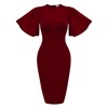 Memoriesea Women's Basic Bodycon Ruffle Flared Short Sleeve Pencil Midi