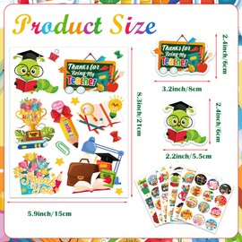 HOWAF 24 Sheets Teachers Appreciation Week Stickers, Thank You Teachers Label Stickers, Teacher’s Day Self Adhesive Stickers, Thank You Teacher Gift Tag Sticker for Envelope Seal Cards Boxes Decor