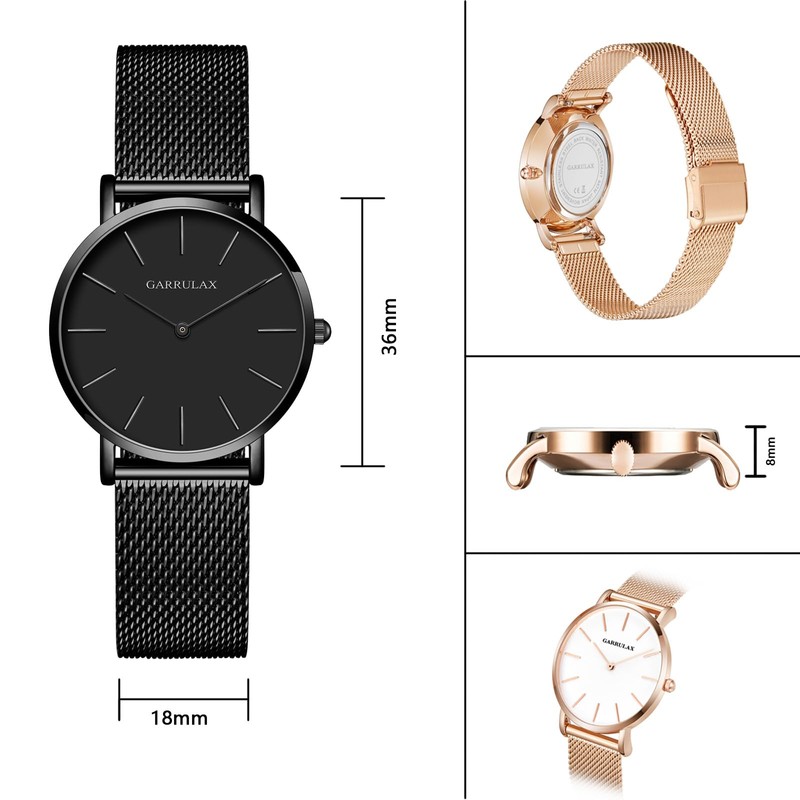 Garrulax Women's Ultra Thin Case Analogue Quartz Watch 36 mm,