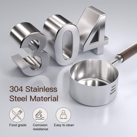 FAFAFLYER Dog-Cat Food Scoop Measuring-Cup - 3/4 Cup (6 Oz),304 stainless steels,Black walnut long handle